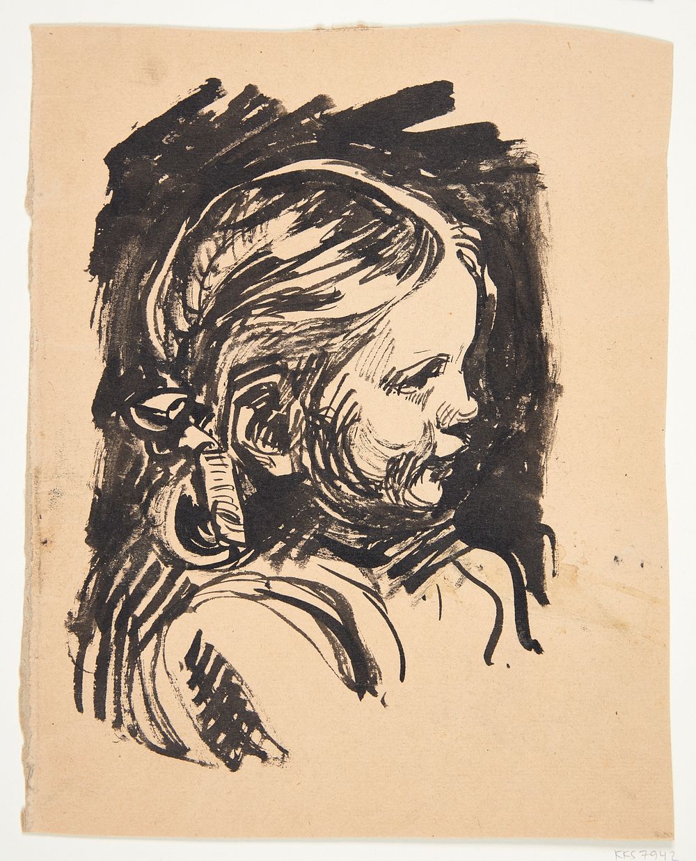 Profile portrait of the artist's daughter "Bimse" by Peter Hansen