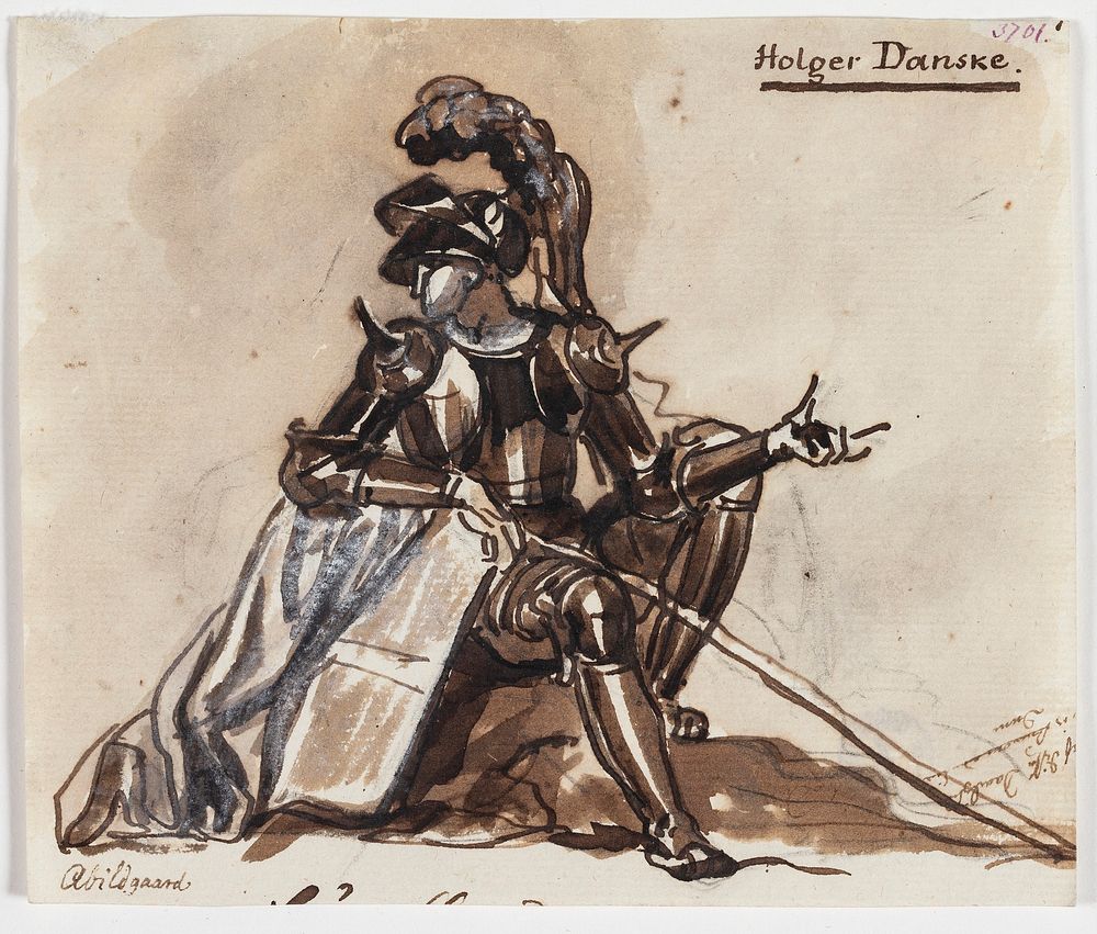 Holger Danske seated in armour by Nicolai Abildgaard