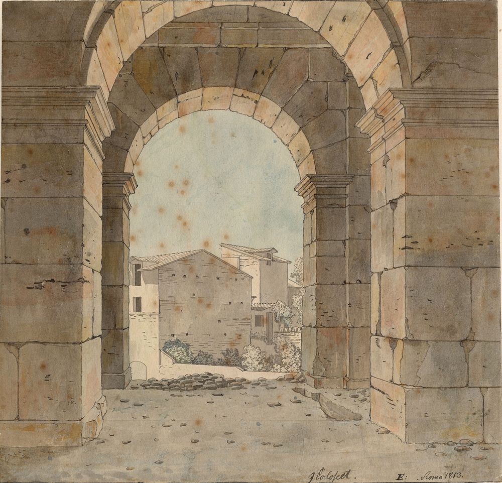 View towards the North through one of the Arches of the Second Storey of the Colosseum in Rome by C.W. Eckersberg