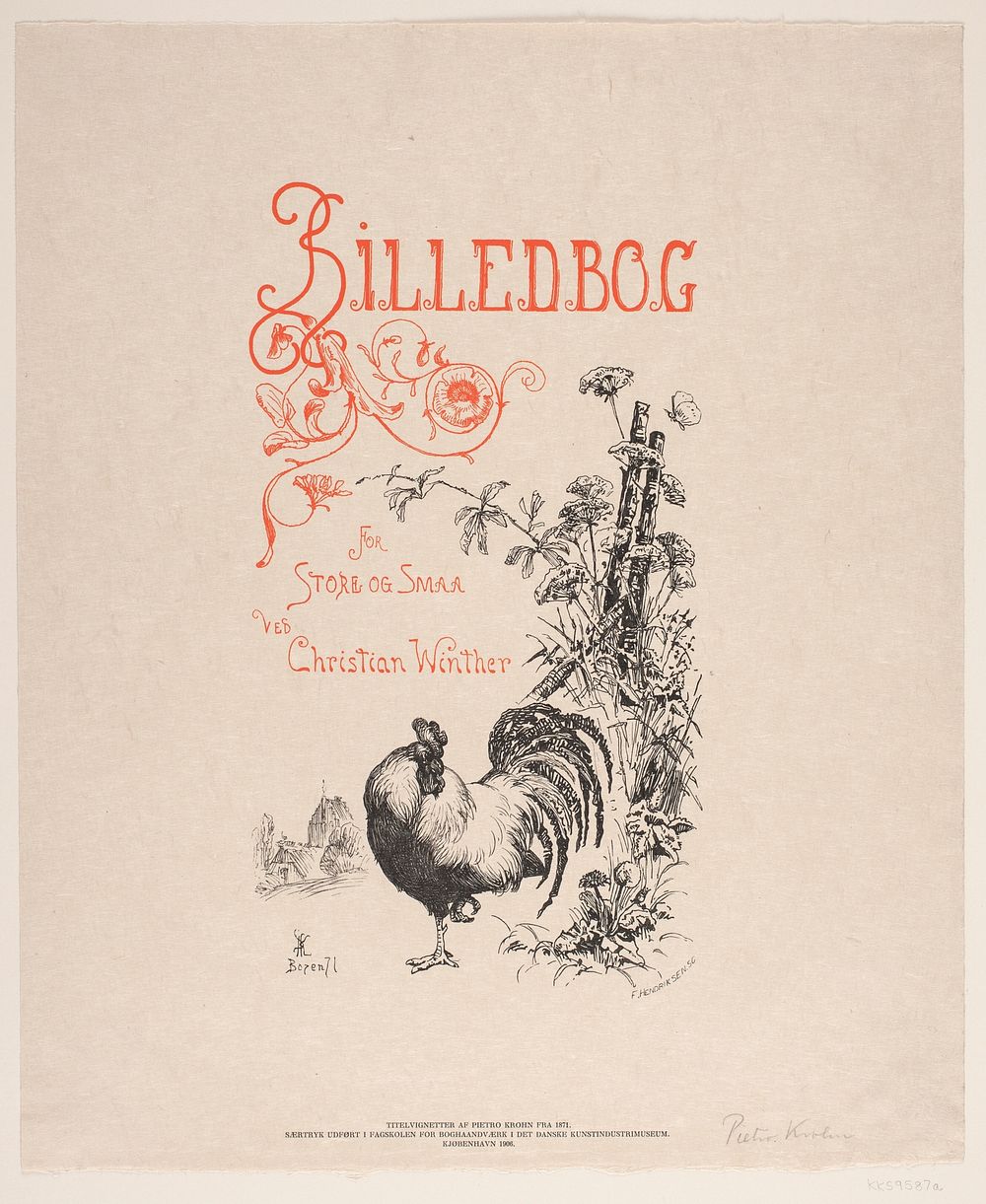 The cover front for Chr.Winther's "Picture Book for Big and Small" by Frederik Hendriksen