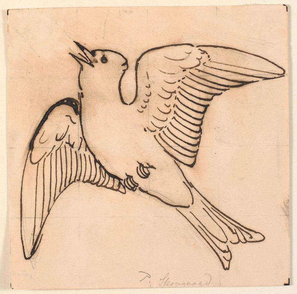 Singing lark.Decorative draft. by P. C. Skovgaard