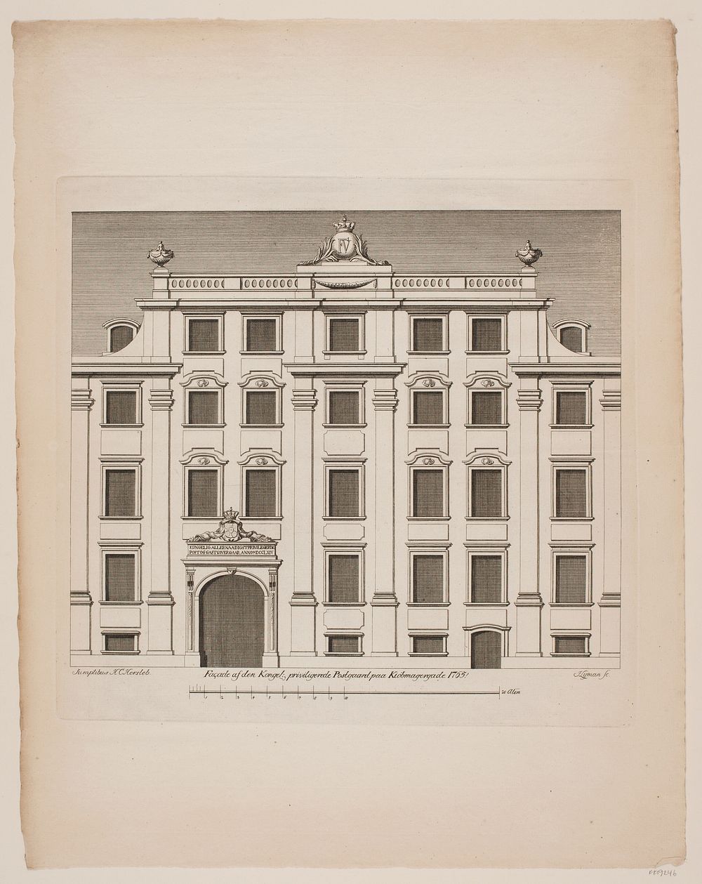 Facade of the royal privileged post office by Johan Samuel Lymann