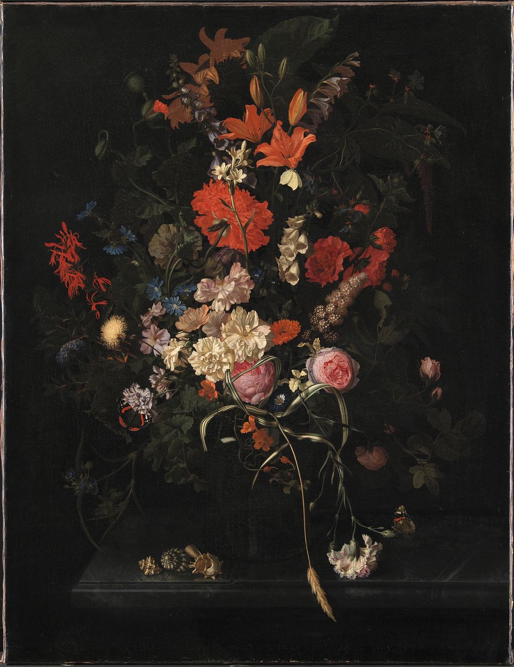 Bouquet of Flowers in a Glass Vase by Maria Van Oosterwijck