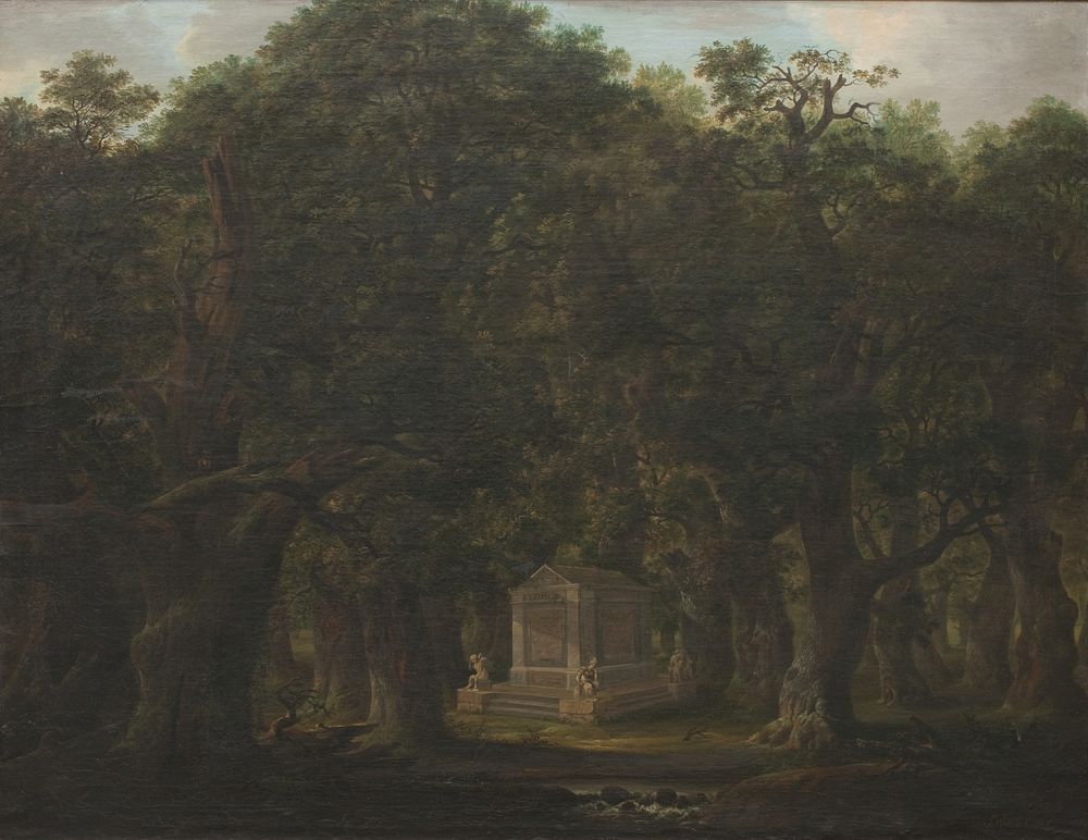 A monument in an oak forest by Johann Friedrich Weitsch