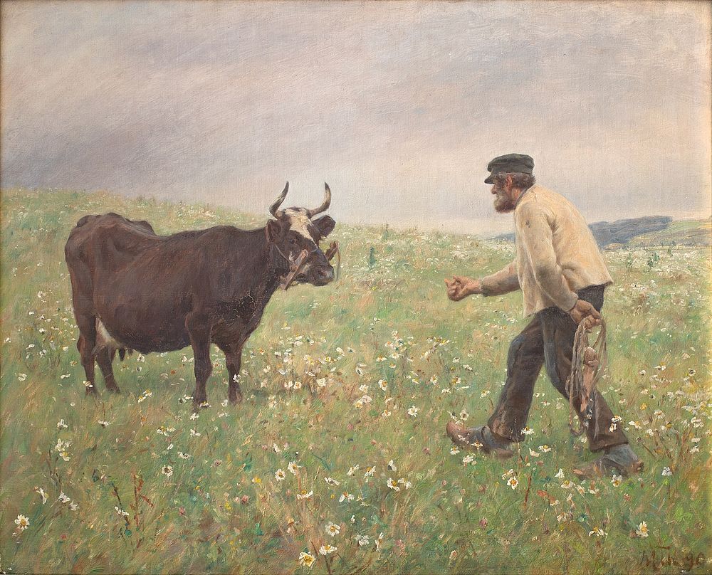 A cow loose by Hans Michael Therkildsen