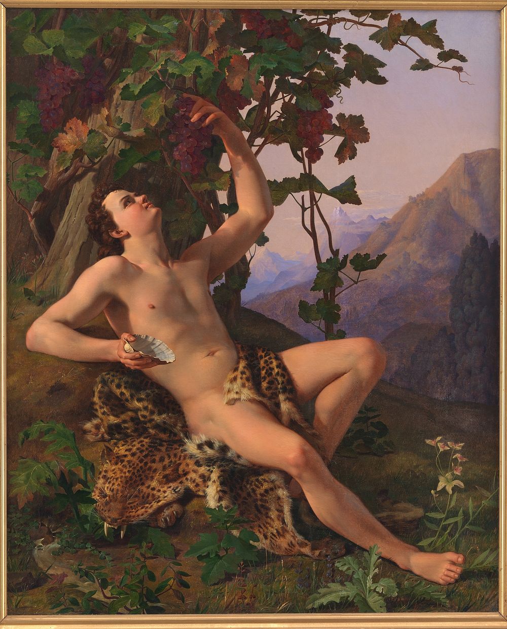 A young faun picking grapes by Heinrich Eddelien