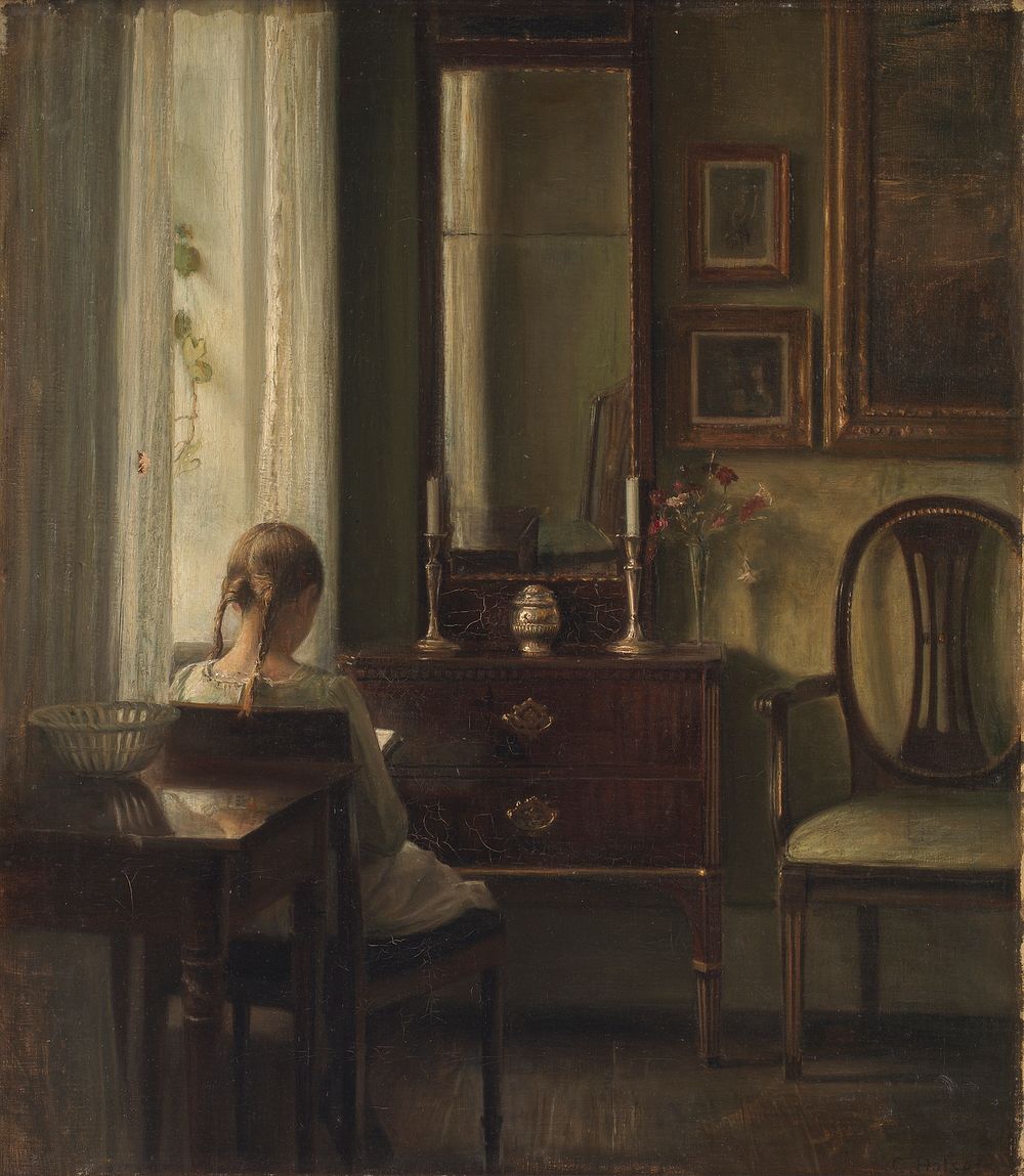 Interior With a Girl Reading  by Carl Holsøe