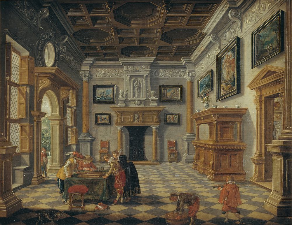 Renaissance Interior with tric trac players by Bartholomeus Corneliszoon van Bassen