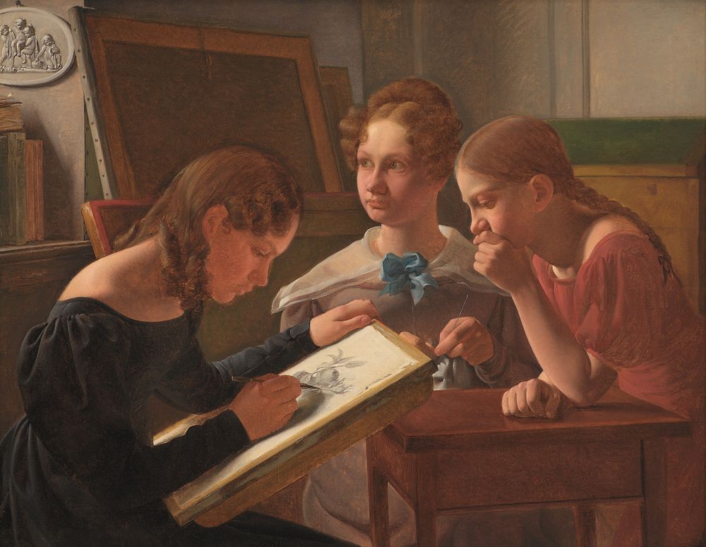 Three Young Girls by Constantin Hansen