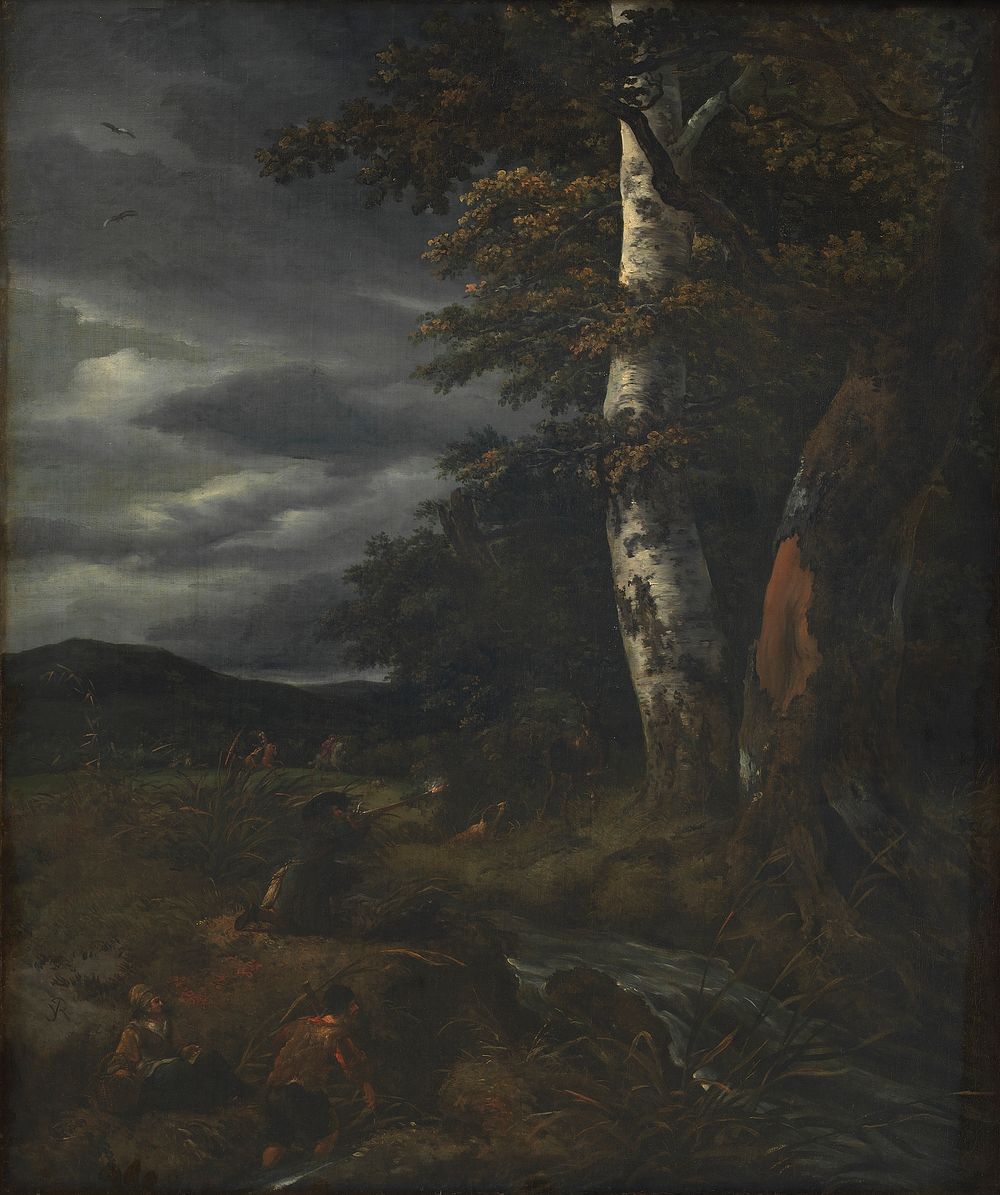 Landscape with hunting scene by Johannes Lingelbach