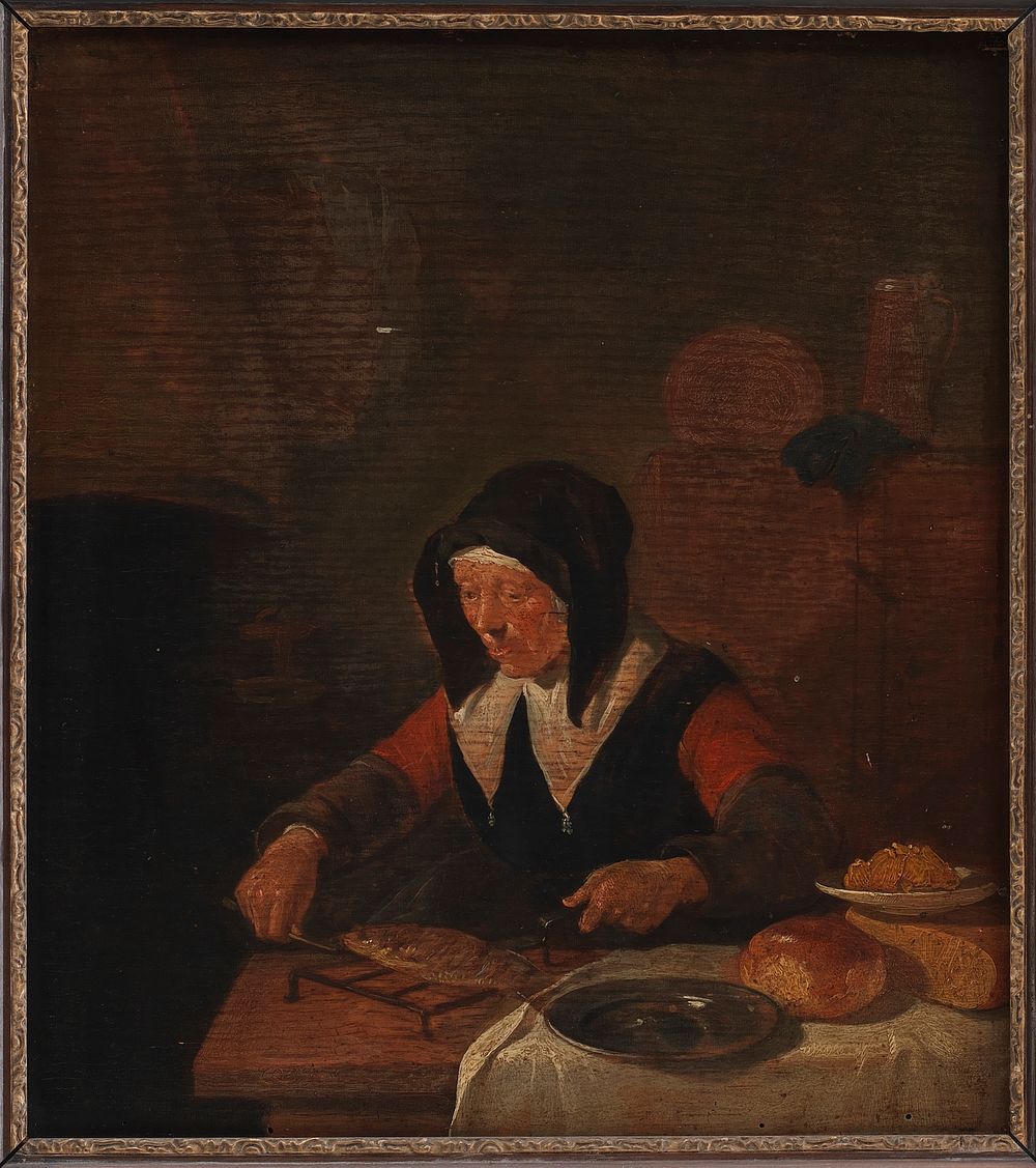 Old woman at her meal by Quiringh Gerritsz Van Brekelenkam