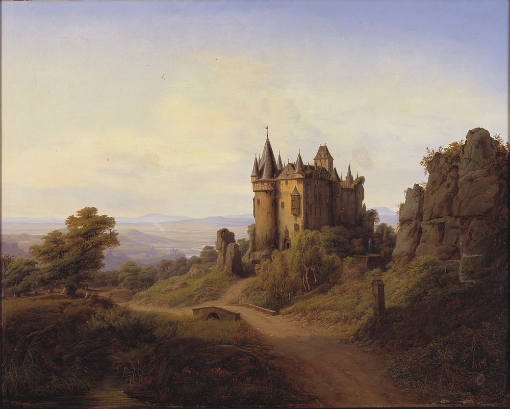 Büresheim Castle on the Eifel River by F. Sødring