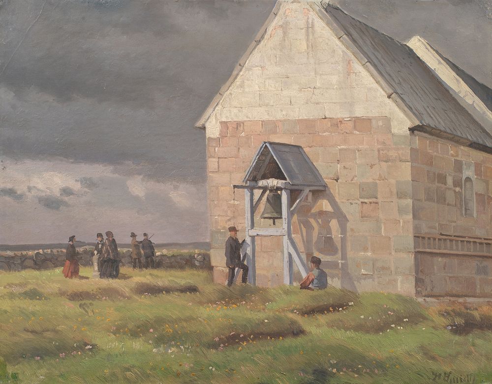 Nørre Vium Church.Moving storm by Hans Smidth