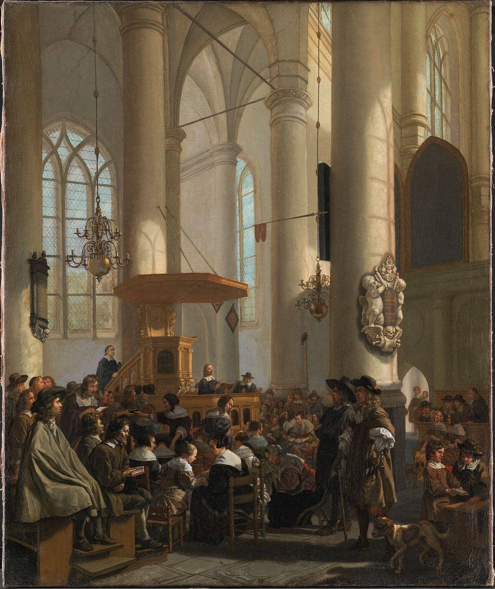 Dutch church interior by Rutger Van Langevelt