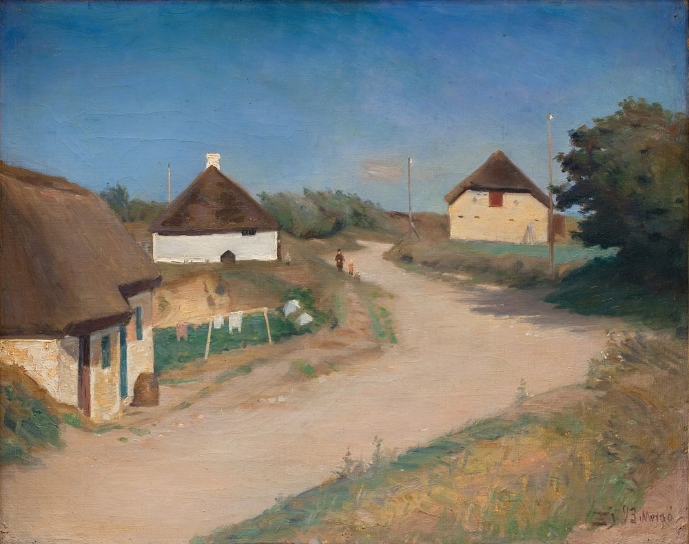 Road with houses.Morsø by Fridolin Johansen