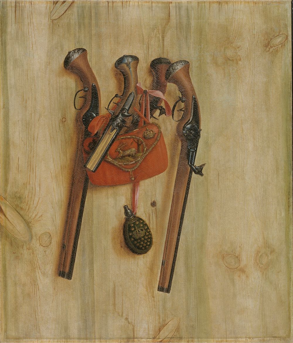 Trompe l'oeil with pistols by Cornelis Norbertus Gysbrechts