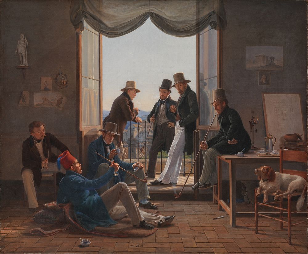 A Group of Danish Artists in Rome by Constantin Hansen