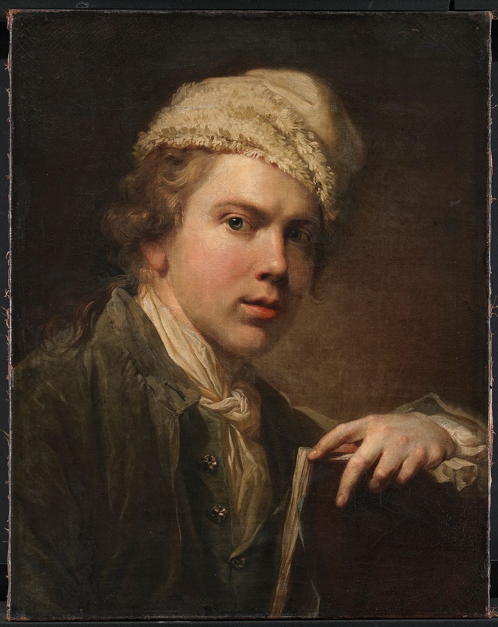 Self-portrait with sketchbook by Jens Juel