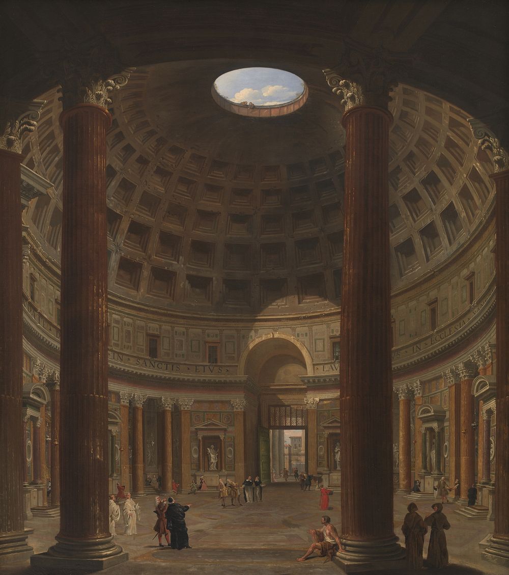 The interior of the Pantheon in Rome by Giovanni Paolo Pannini