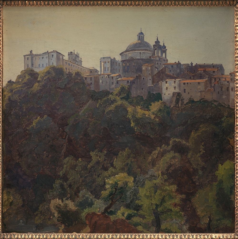 View towards Ariccia and the Palazzo Chigi and S. Maria dell'Assunzione, Italy by Thorald Læssøe