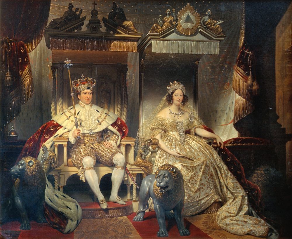 Christian VIII (1786-1848) and Queen Caroline Amalie (1796-1881) in Coronation Robes by Joseph D&eacute;sir&eacute; Court