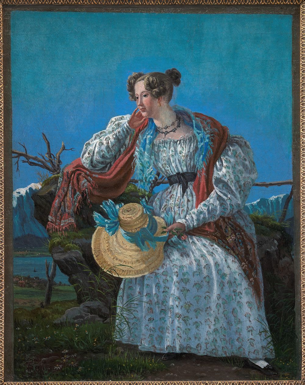 Young Woman Sitting in a Norwegian Landscape by F. Sødring