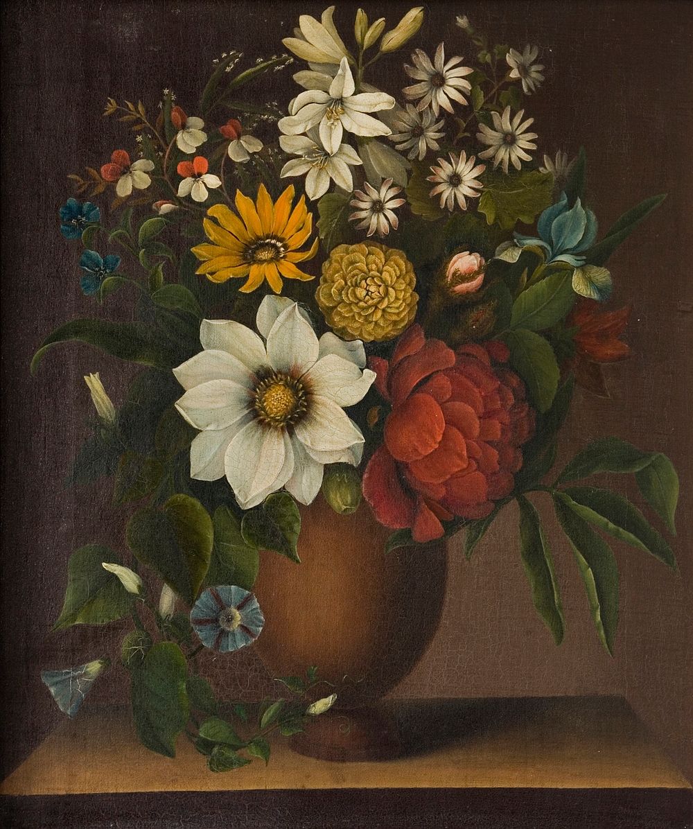 Vase with flowers by Magdalene Margrethe B&auml;rens