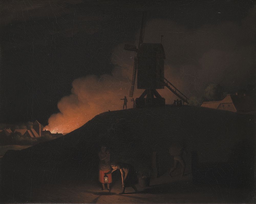 Fire at night by C.W. Eckersberg