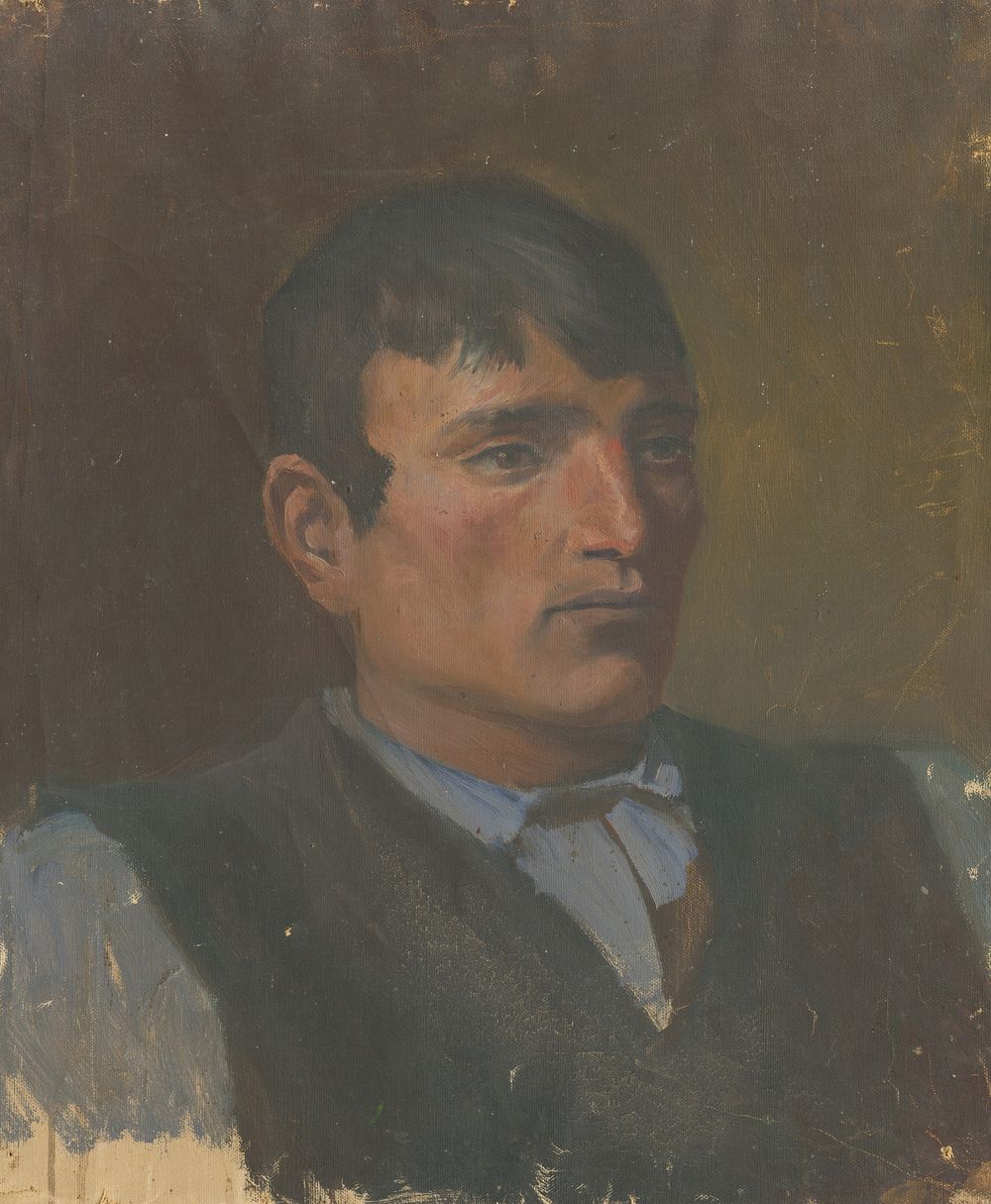 Study of a young man in a dark vest by Ladislav Mednyánszky