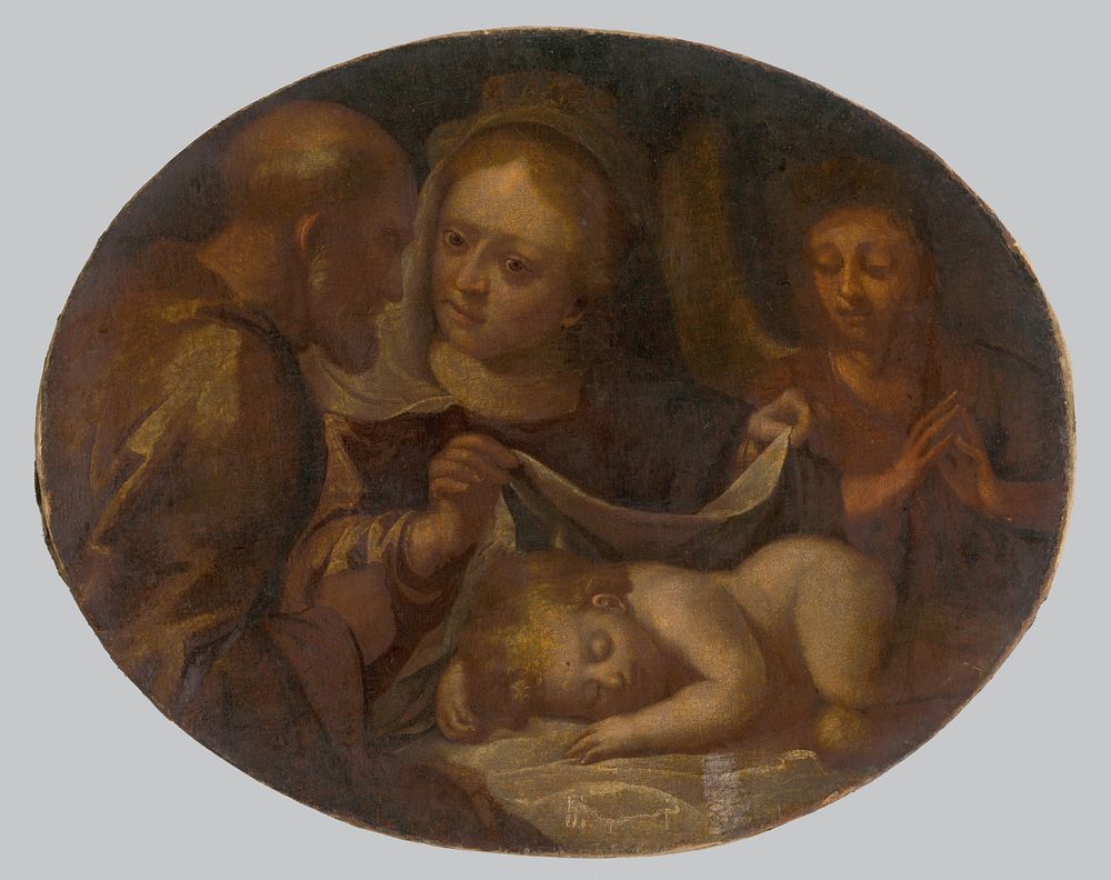 The holy family with an angel