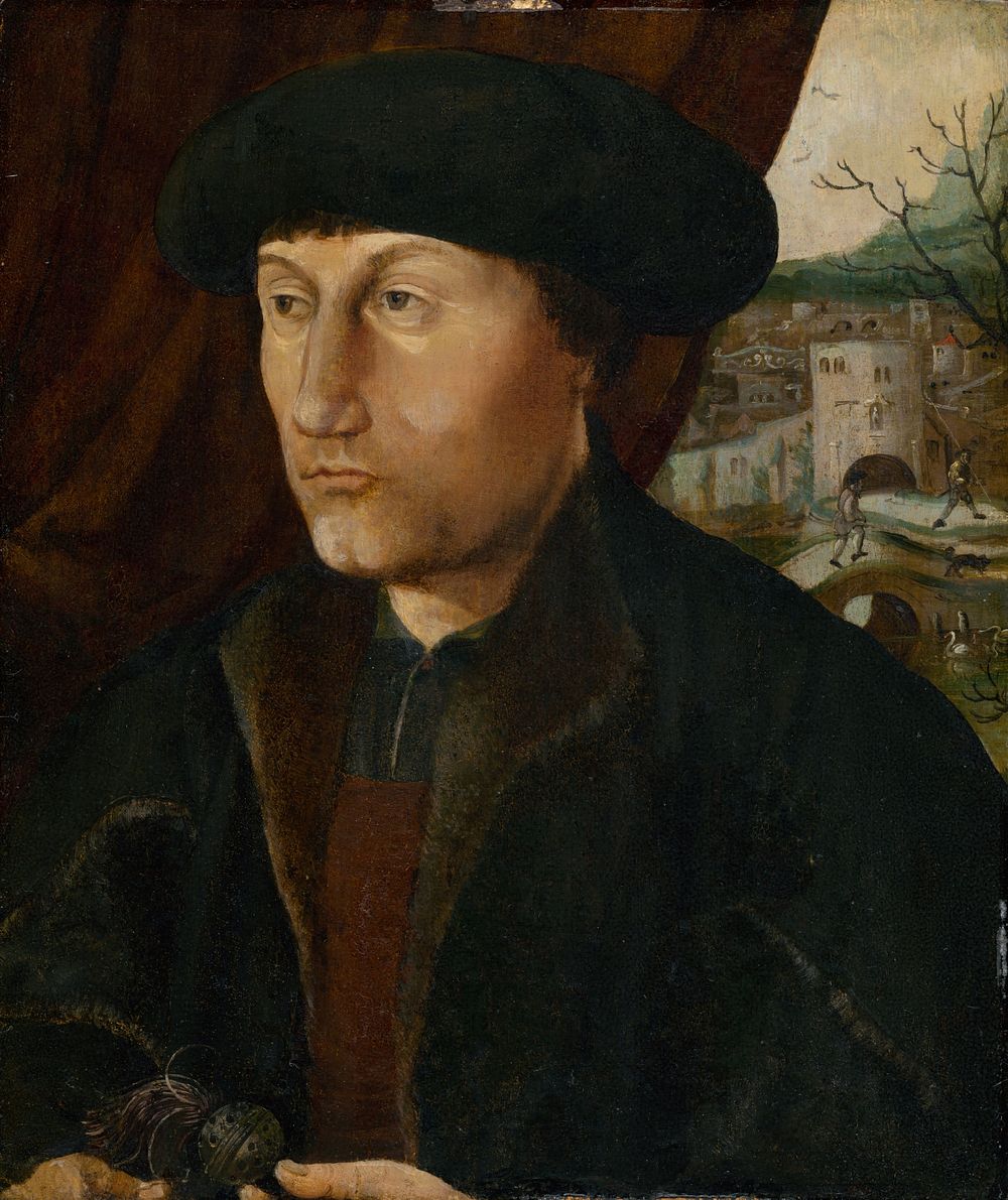 Portrait of a man with rosary;