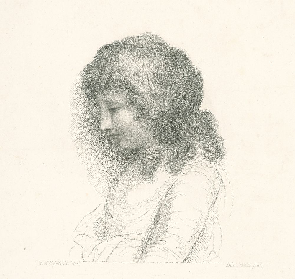 Bust of a girl in profile