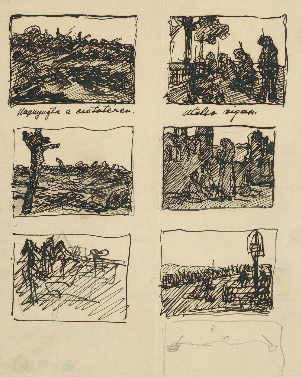 Six drawings from war