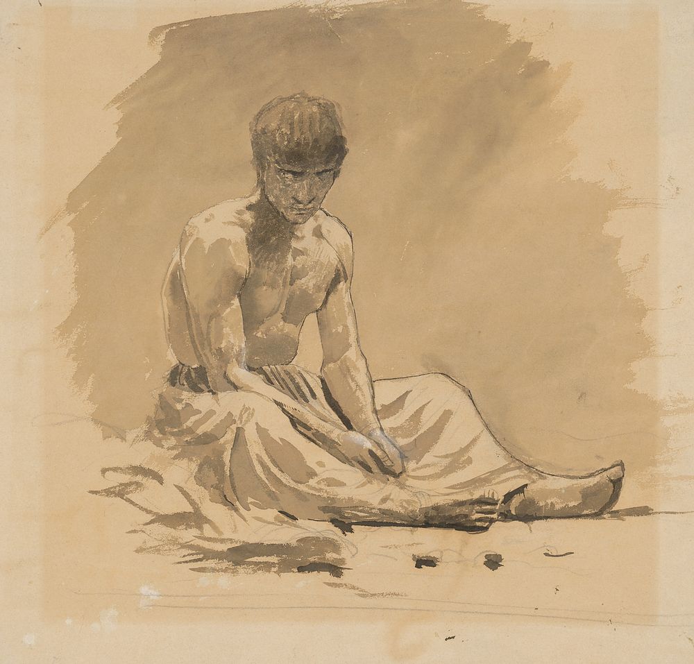 Man sitting half-naked by Ladislav Mednyánszky