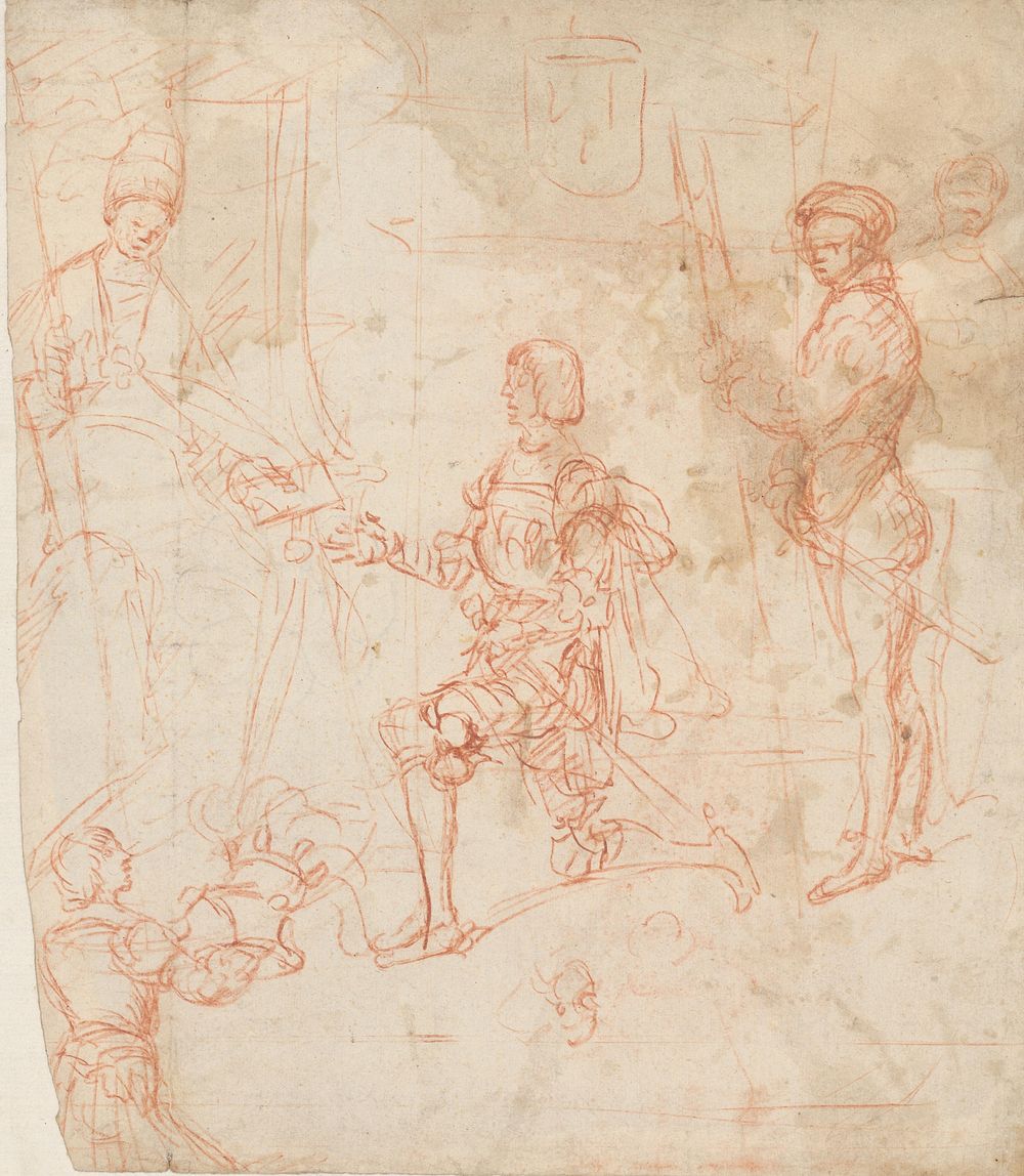 Study for figural composition with a pope and a knight