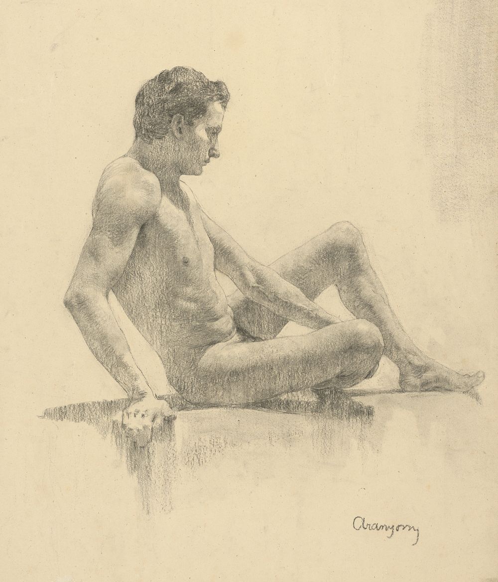 Study of a man seated and leaning on his right arm