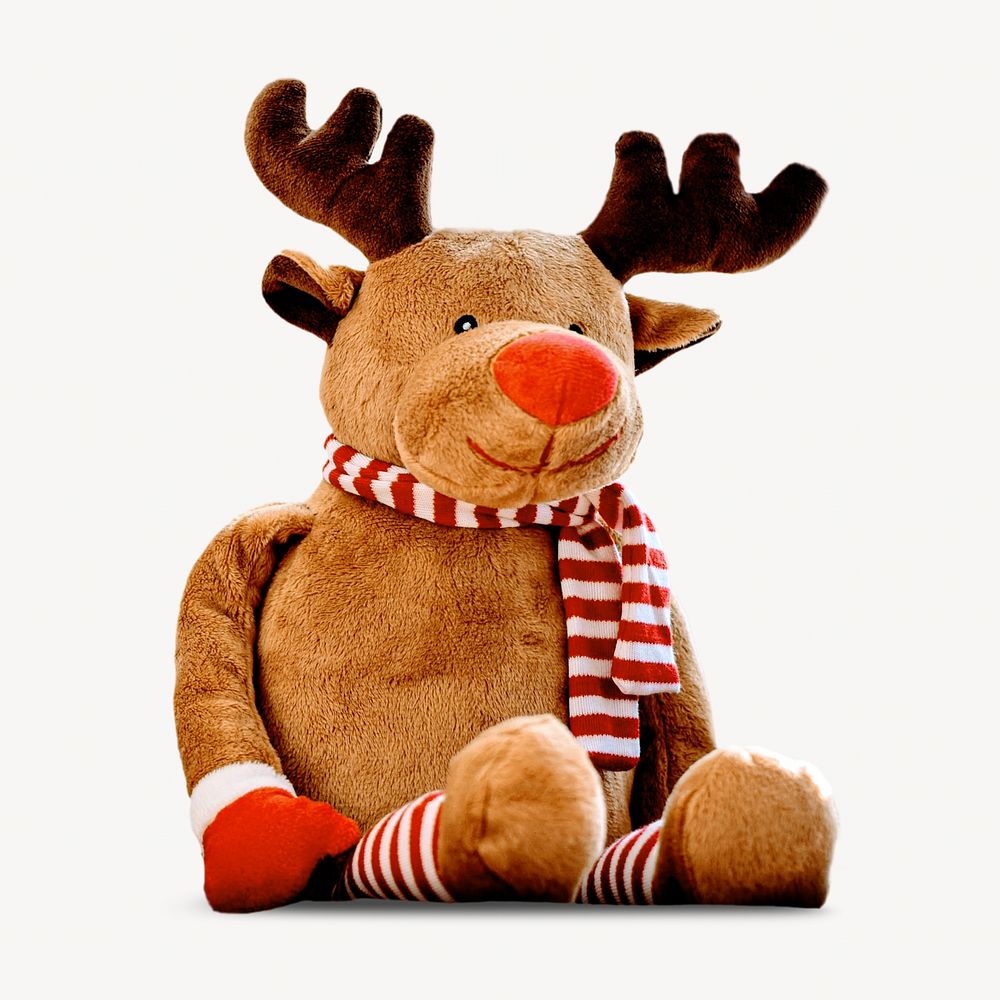 Reindeer Christmas doll isolated, off white design