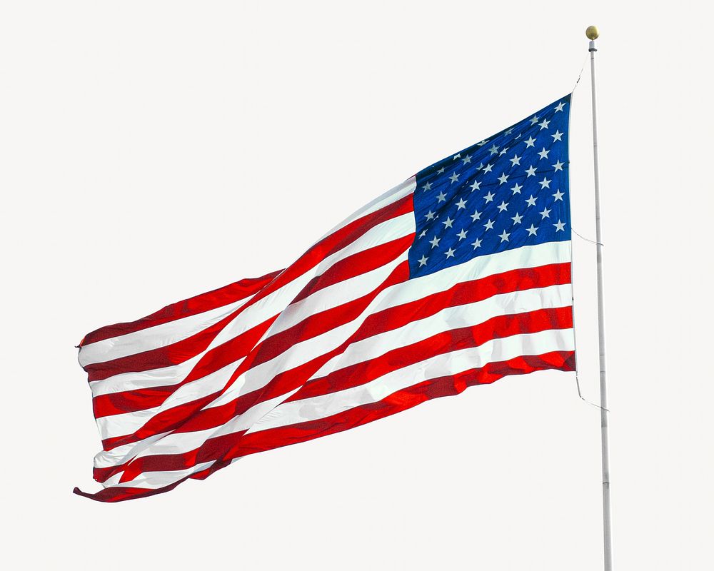 American flag isolated, off white design