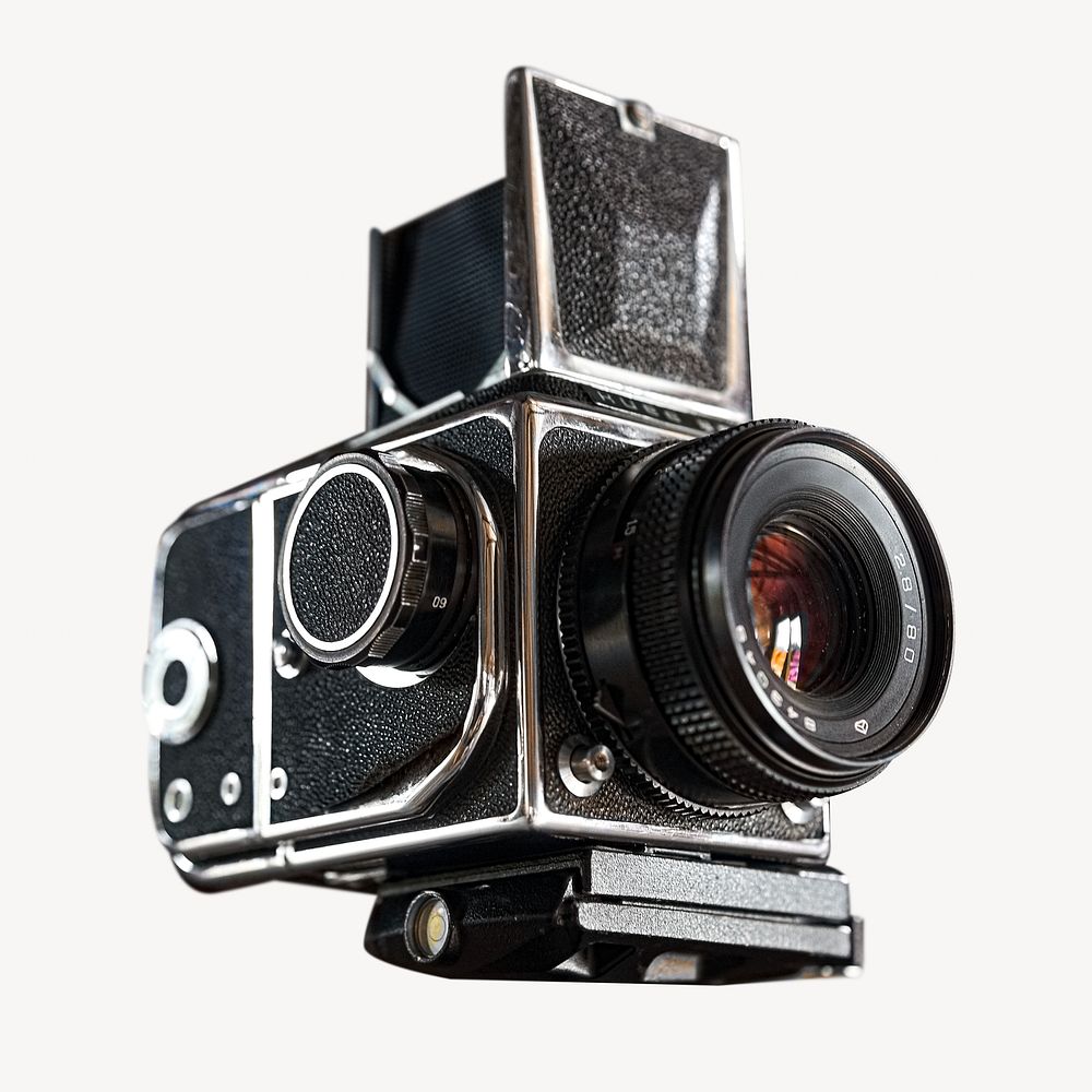 Antique camera isolated, off white design