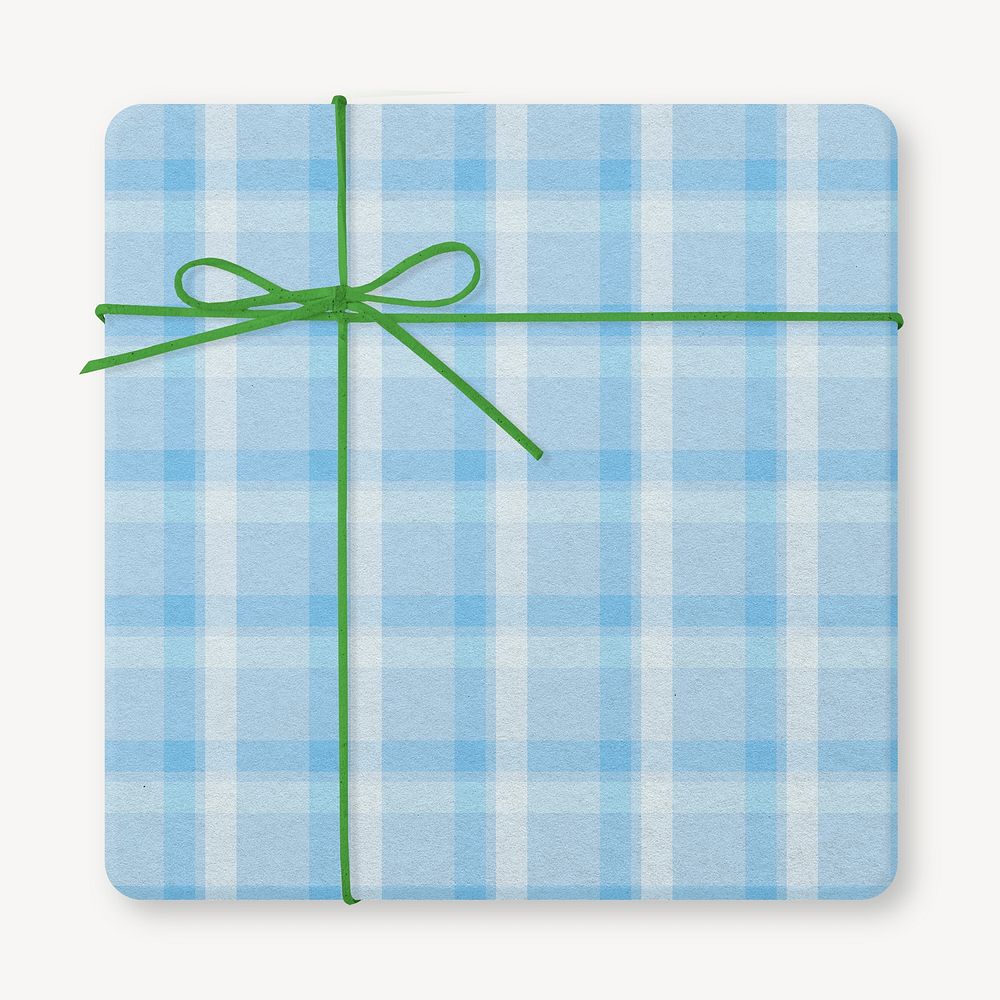 Gift box mockup, blue flannel design psd