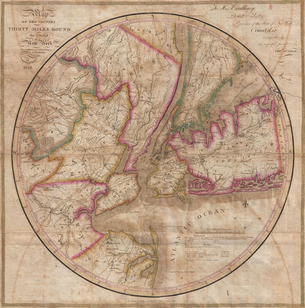 Eddy Map of New York City and 30 Miles Around (1823).