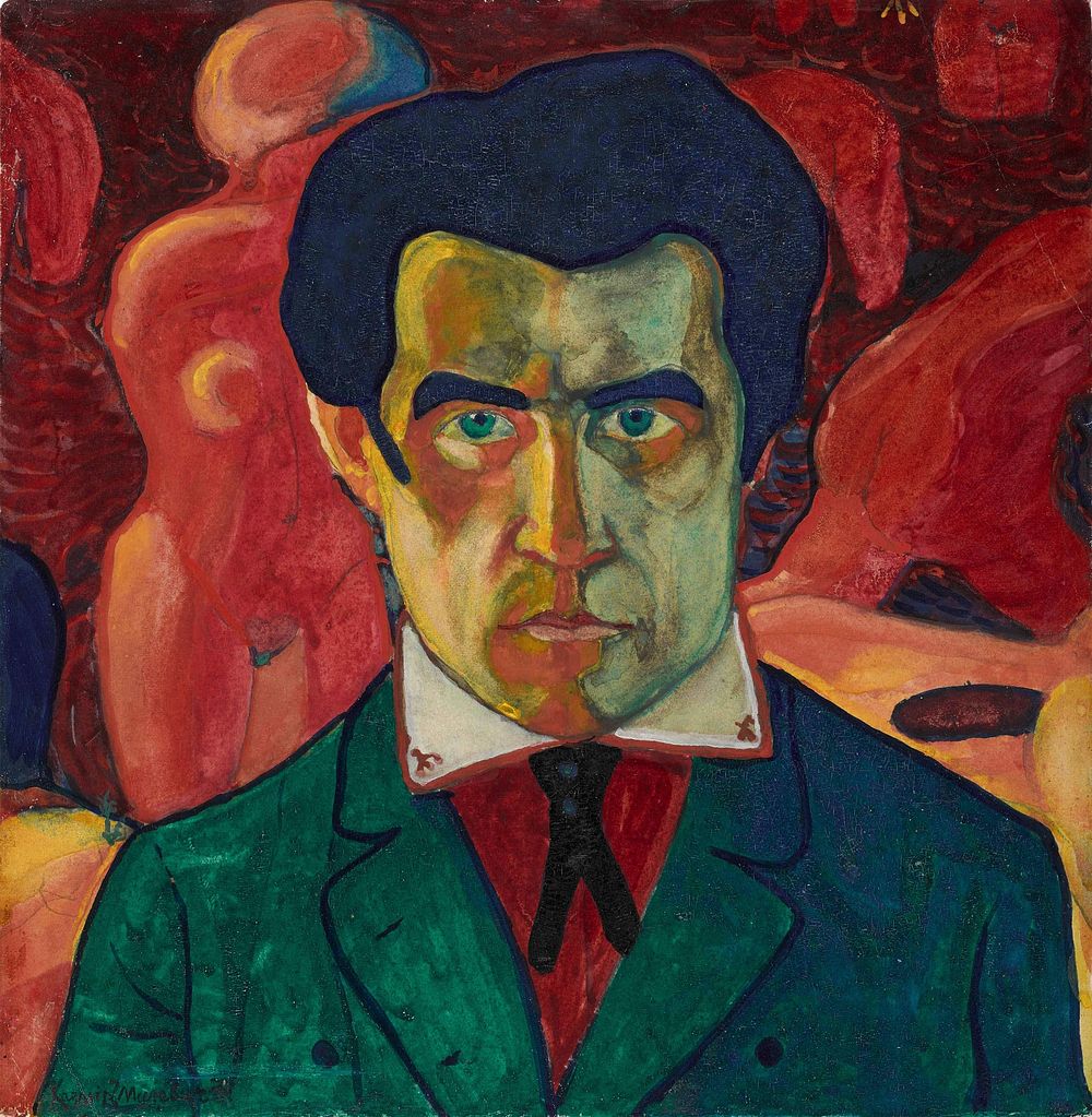 Self-Portrait (1910-1911) modern art painting by Kazimir Malevich.