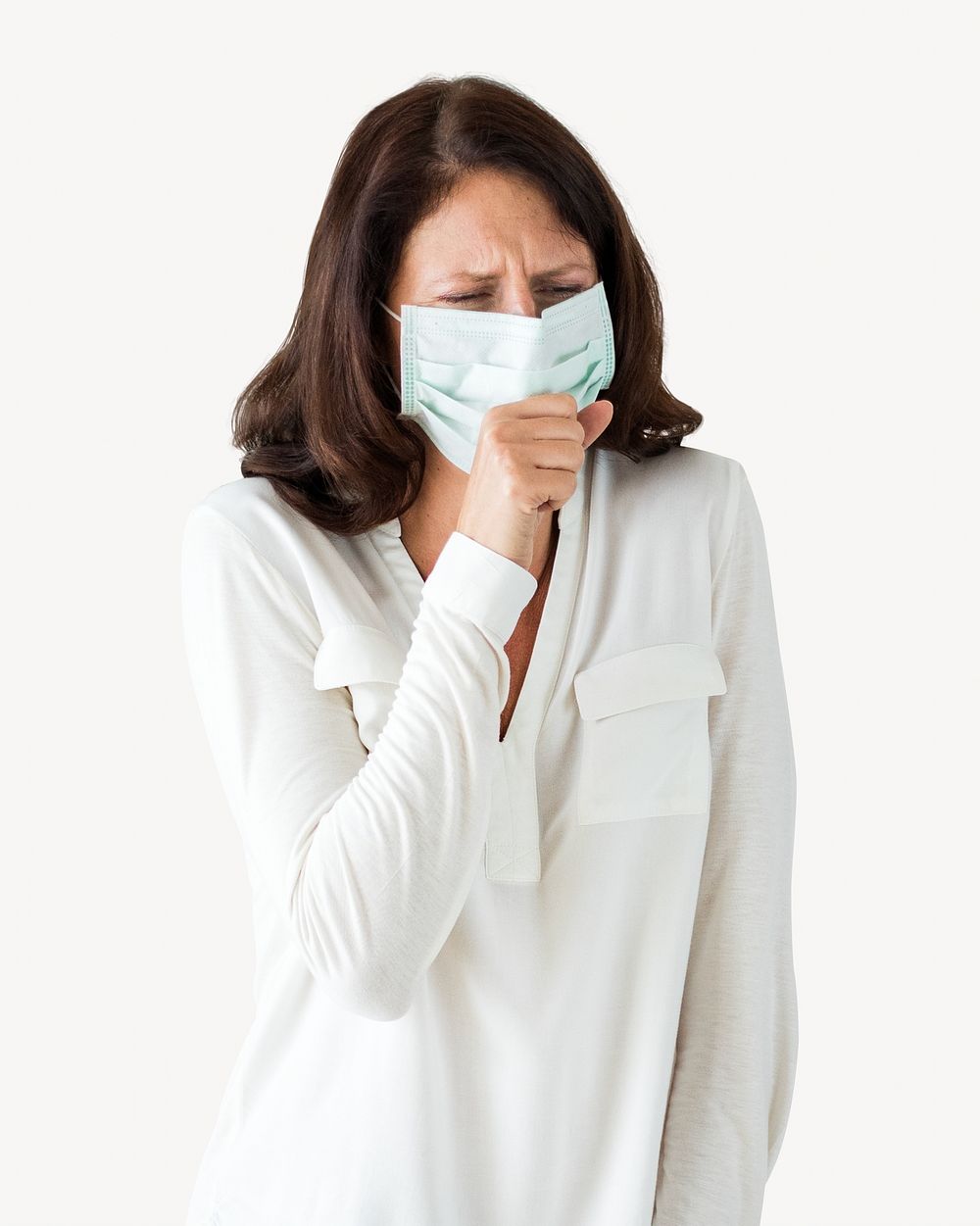 Coughing woman isolated image