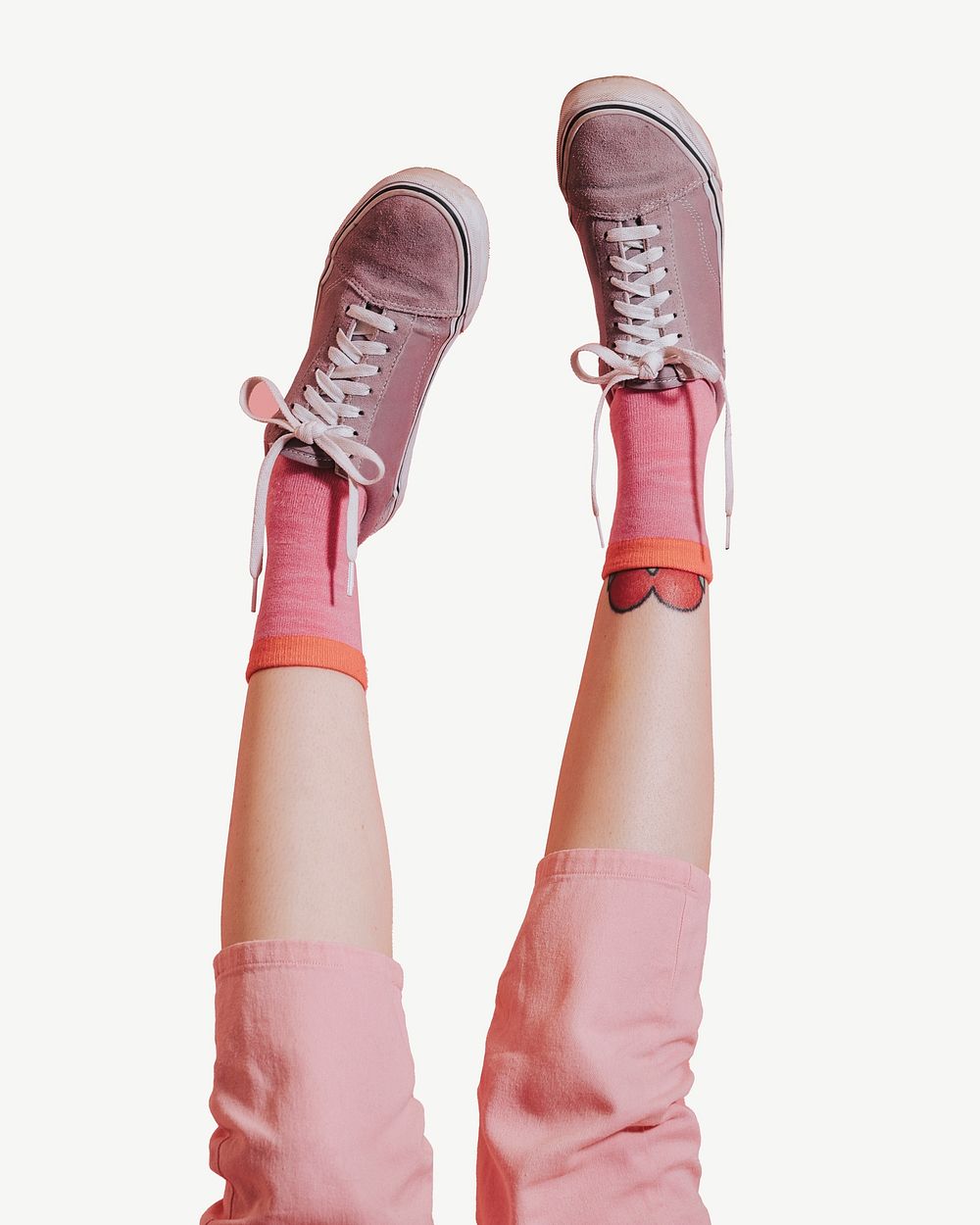 Pink canvas sneakers collage element psd