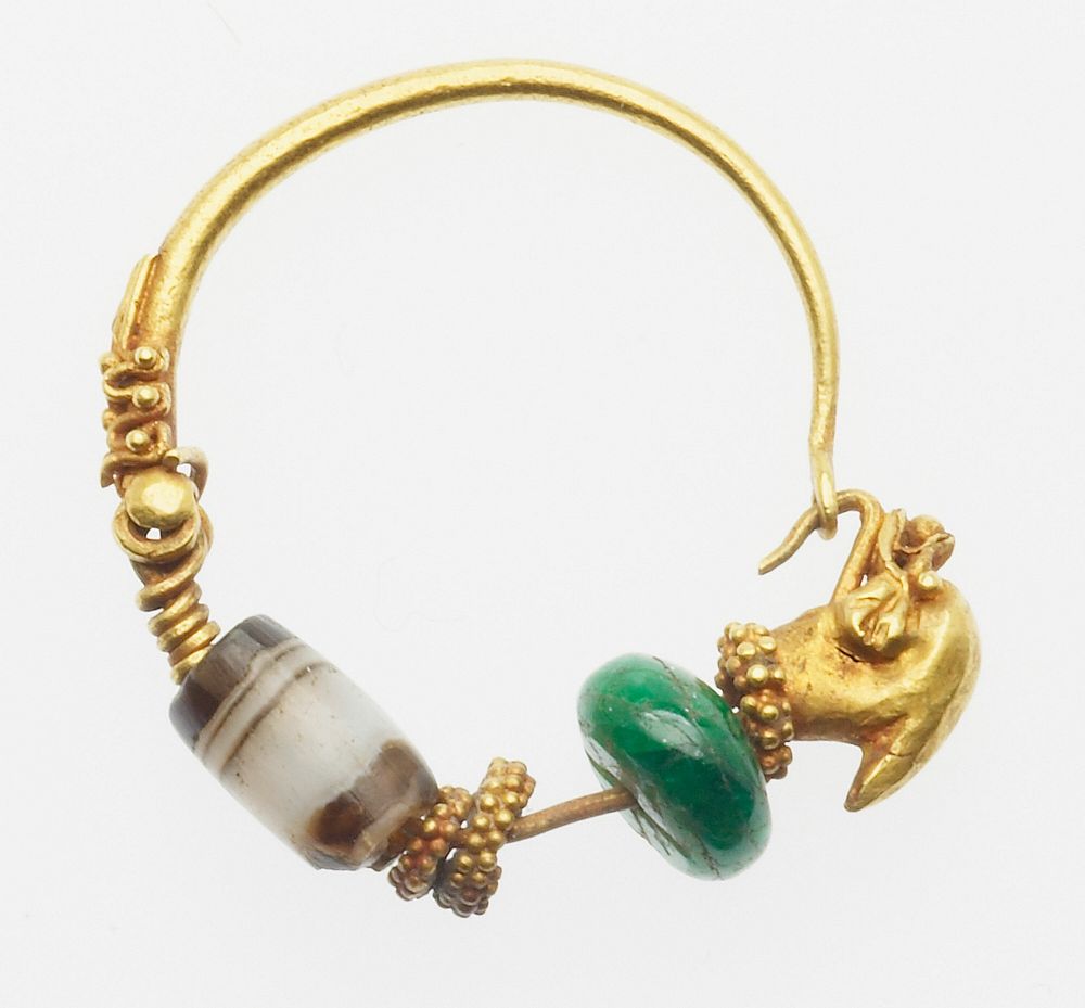 Earring with Dolphin Head Finial by Ancient Greek