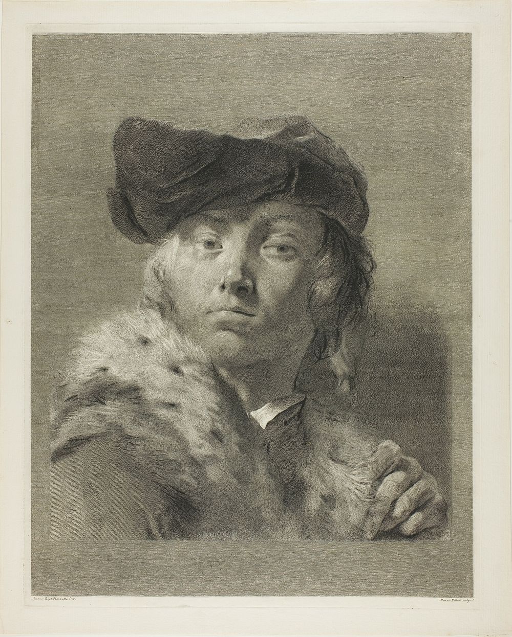 Bust of a Young Man with a Fur-Collared Coat by Giovanni Marco Pitteri