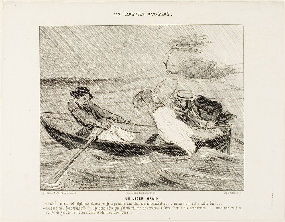 A Light Squall (Un leger grain), plate 8 from The Parisian Boaters (Les canotiers Parisiens) by Honoré-Victorin Daumier