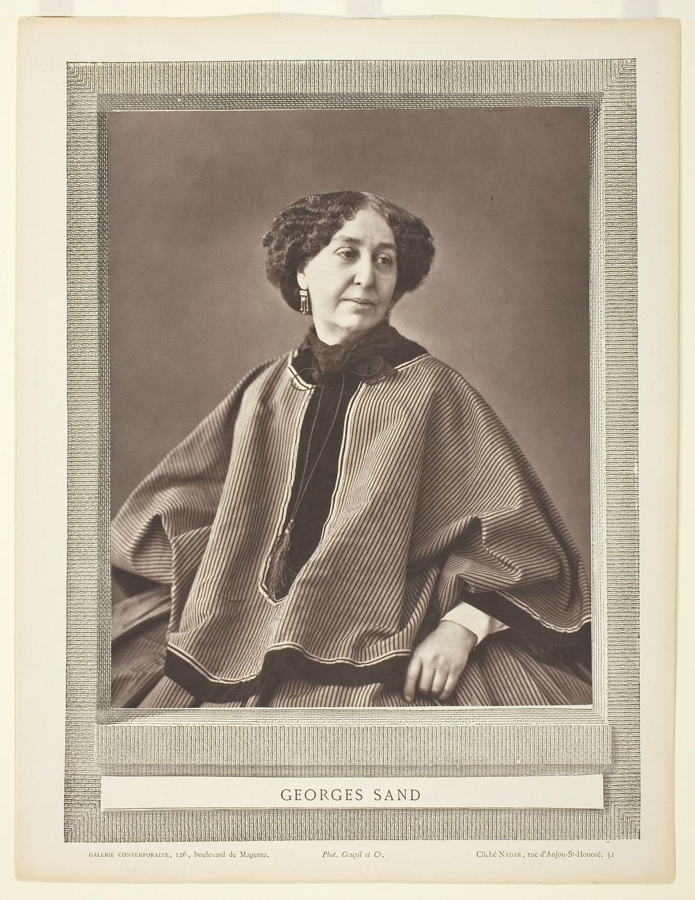 George Sand (born Amantine Lucile Aurore Dupin, French novelist, 1804-1876) by Nadar (Gaspard Félix Tournachon)