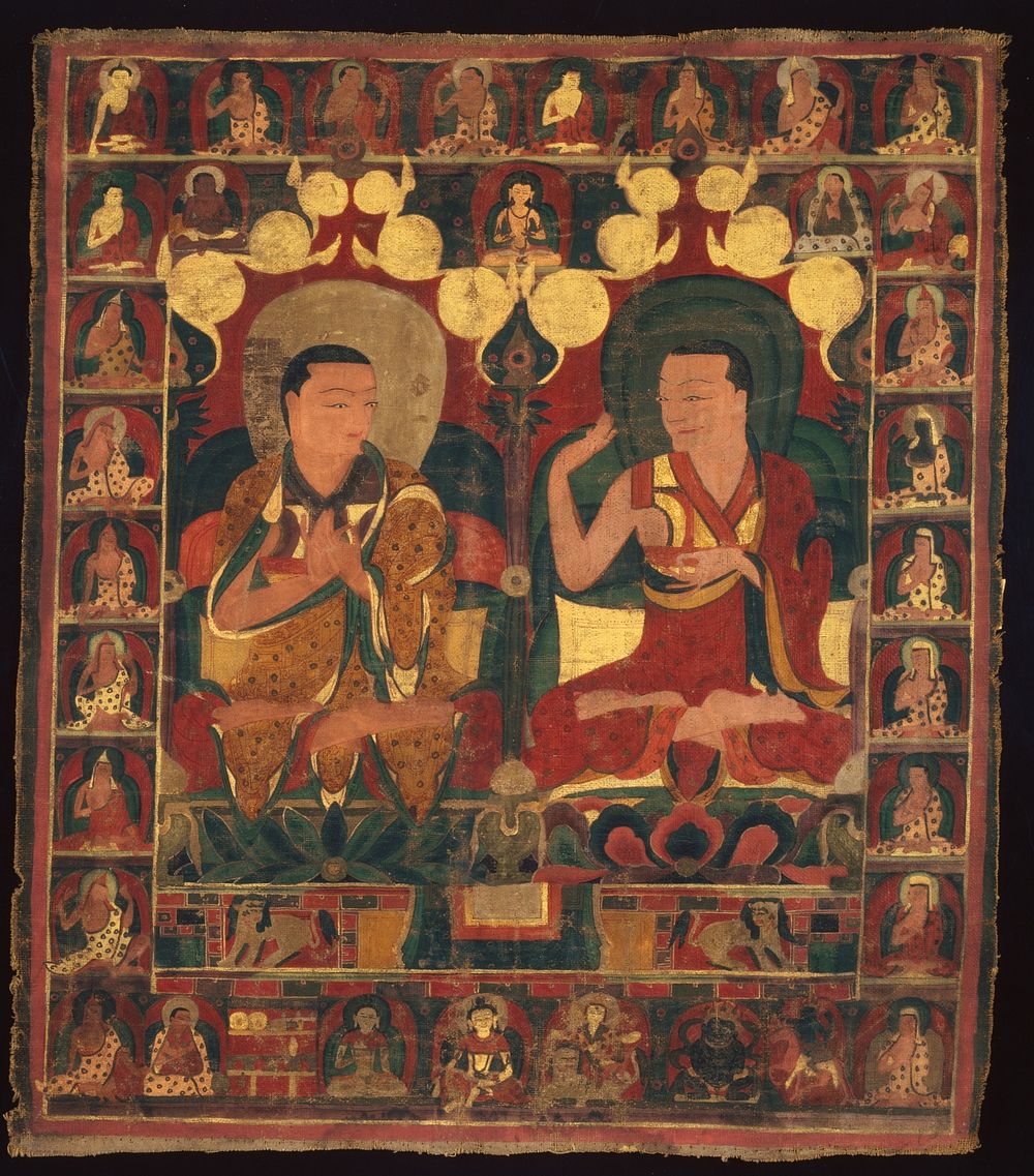 Painted Banner (Thangka) of Lineage Painting of Two Lamas in Debate