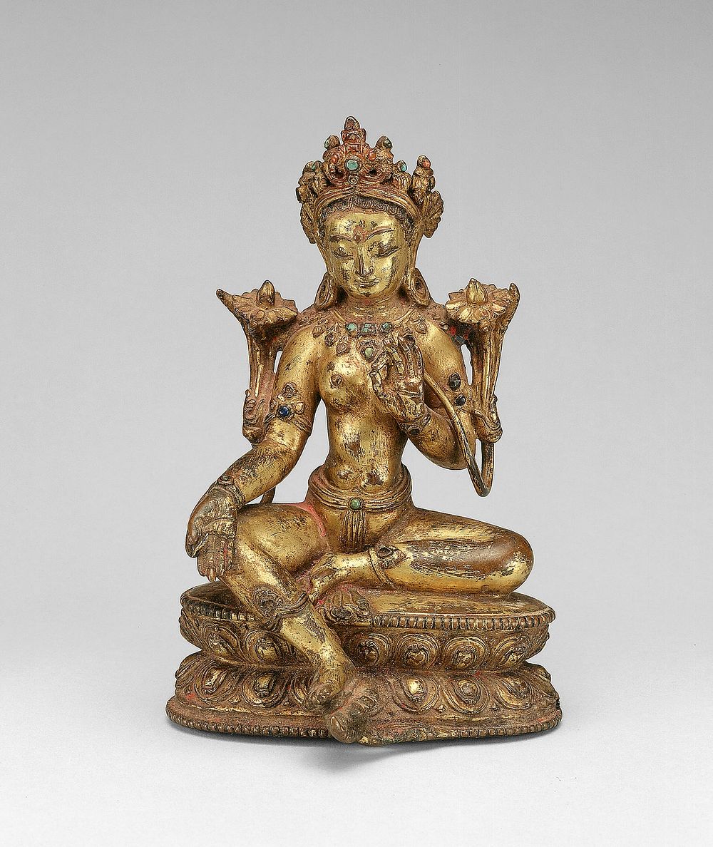 Goddess Green Tara Seated with Hand in Gesture of Gift Giving (Varadamudra)